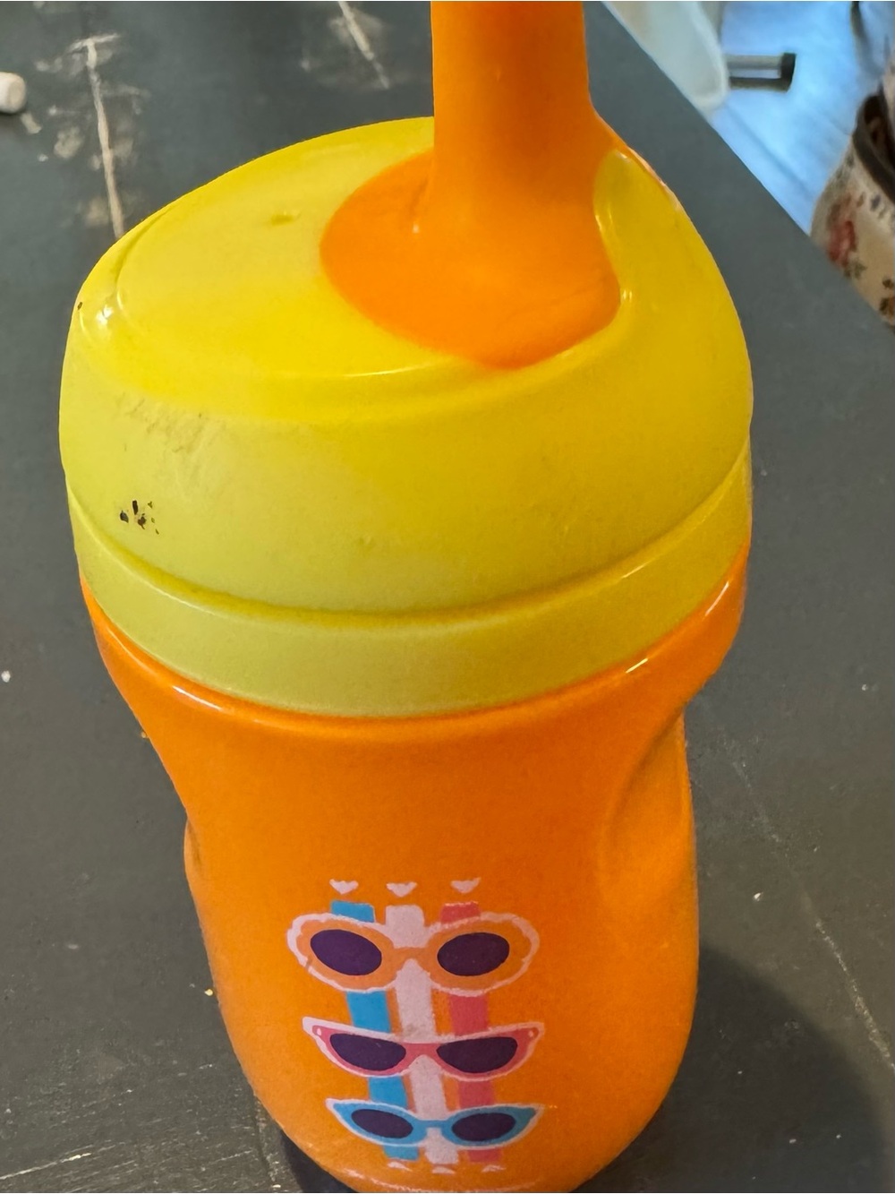 Orange and Yellow Kids Drink Cup with Straw